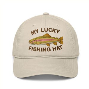 Embroidered Lucky Fishing Cap Classic Baseball Hat Funny Fisherman Hat Gift for Dad Grandpa or Friend Angler Gear Accessory for Him