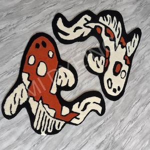 Unique Fish-Shaped Rug for Japanese Art Decor Handmade Fish-Shaped Rug - Fun and Functional Art piece for living rom
