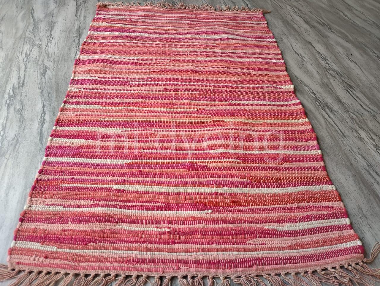 Pretty in Pink: Handwoven 100% Cotton Wool Area Rugs in Multiple Sizes ...