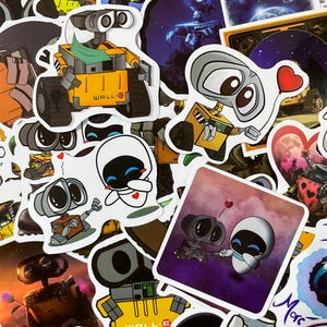 50 Random WALL-E Stickers, Adorable Robot Stickers for Kids, Waterproof Sci-Fi Stickers Pack for Journal, Scrapbook, Laptop, Water Bottle