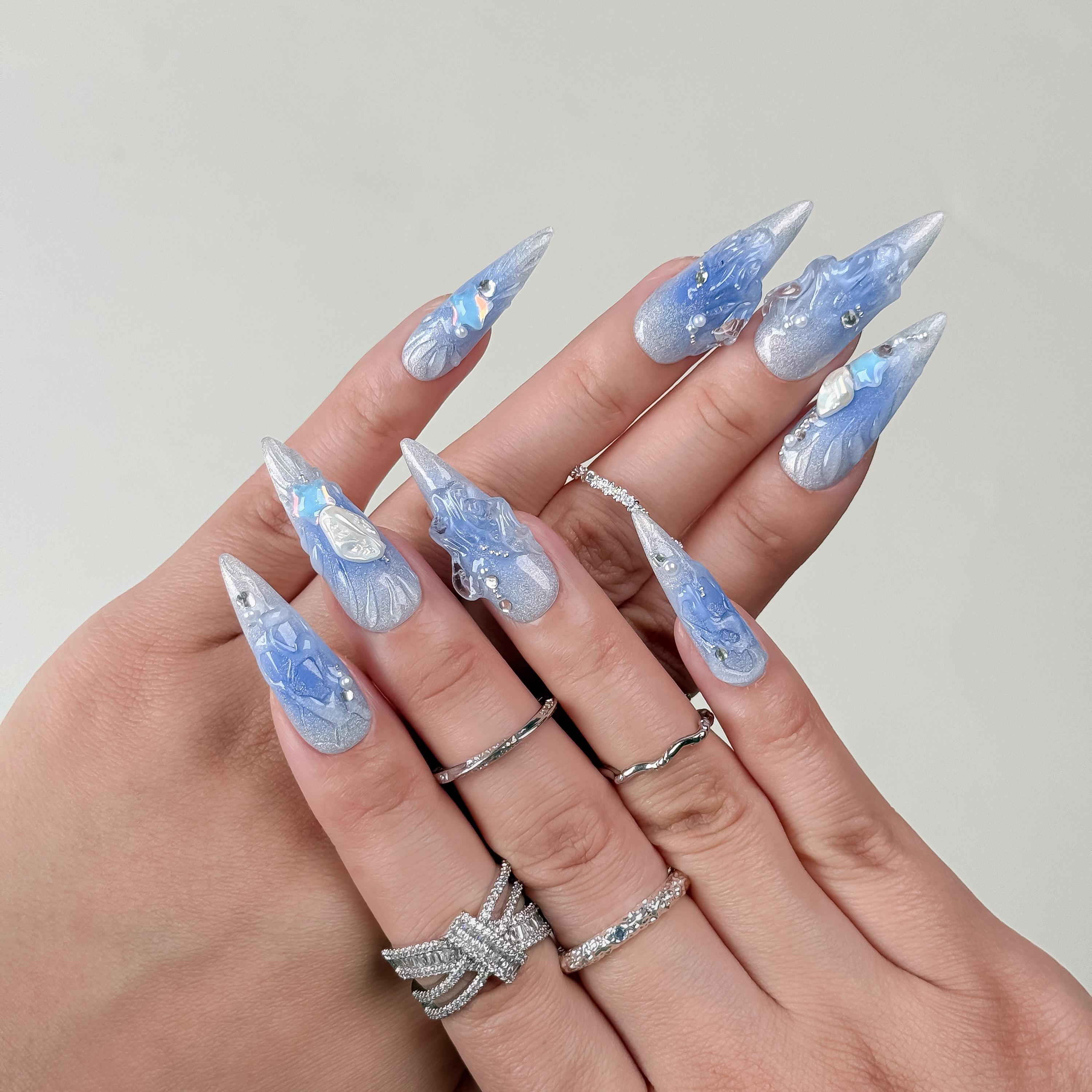 Ice blue nails - Etsy 日本