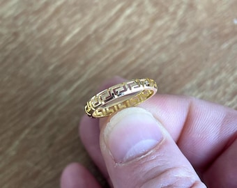 14K Yellow Gold Greek Key Meander Ring | All Around Handmade Greek Jewelry