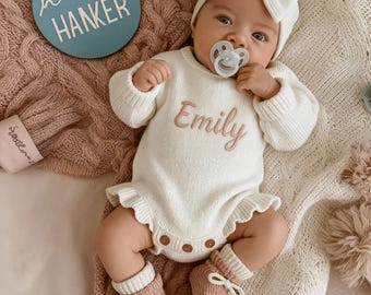 Embroidered Baby Romper, Personalized Name Bodysuit, Newborn Gift