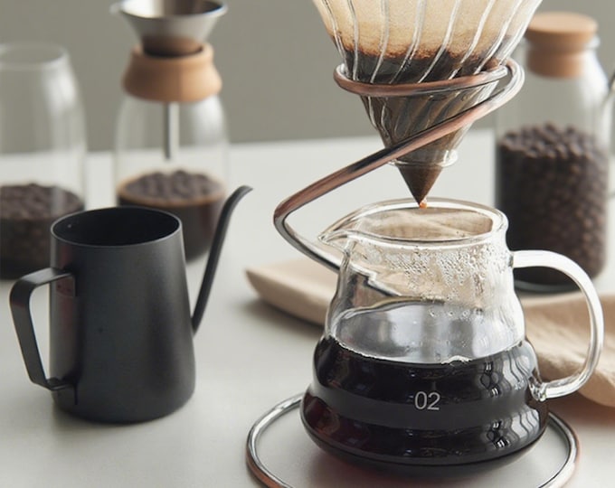 Personalized Industrial Vintage Pour Over Coffee Stand Set - Metal Drip Filter Stand & Filter Cup Holder, Coffee Lover Gift, Holiday Gift