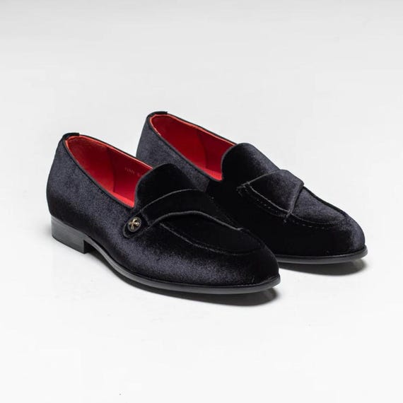 Black Suede Leather Loafers: Men display picture 2