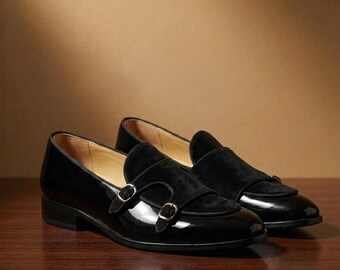 Black Suede & Patent Leather Dress Shoes: Men's Formal Wedding Shoes