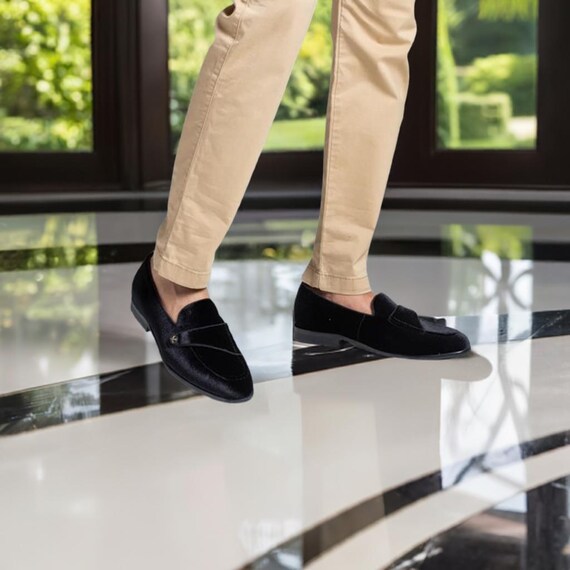 Black Suede Leather Loafers: Men display picture 1