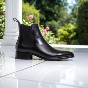Stylish Black Chelsea Boots for Men High Ankle Leather Black Western Boots