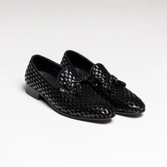 Black Leather Tassel Loafers: Men's Designer Dress Shoes - Etsy Canada