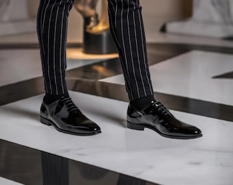 Black Patent Leather Oxford Shoes: Men's Formal Wedding Dress Shoes