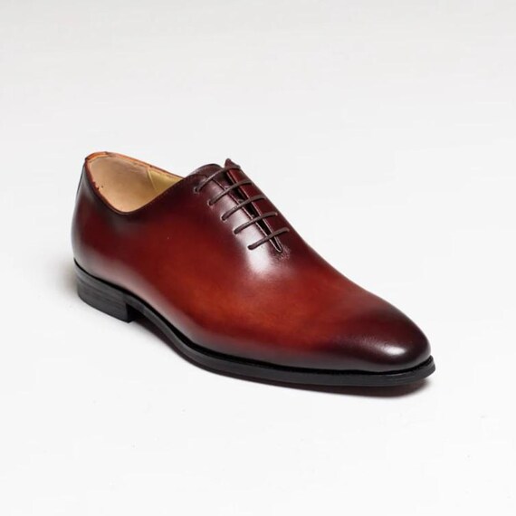 Men's Brown Wholecut Oxford Dress Shoes: Handmade Leather Lace-ups