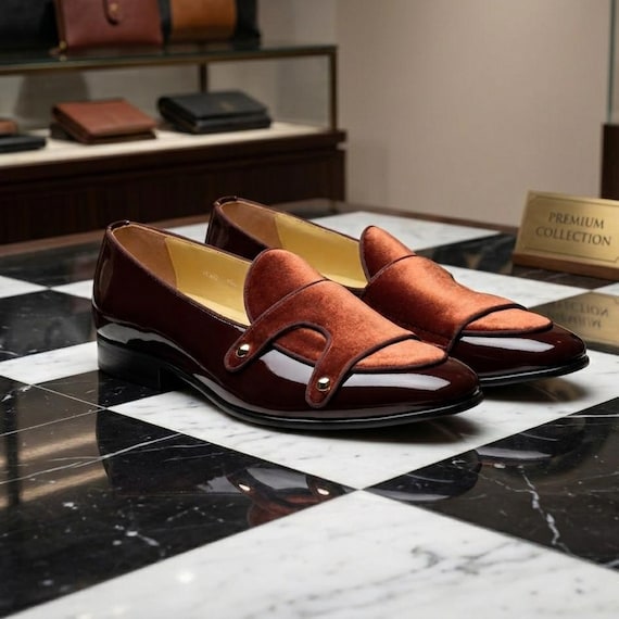 burnt brown dress shoes Suede & Patent Leather Shoes: Men's Formal Wedding Loafers Why You’ll Love It RUNS SMALL ----- PLEASE SIZE UP ONE SIZE LARGER:X-Large 14 Wedding Shoppe | Bridal Reagan Square Neck Crepe Maxi Bridesmaid Dress