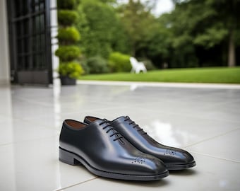 Handgemaakte zwarte oxfordschoenen voor heren - luxe leren formele schoenen: trouw- en zakelijk schoeisel