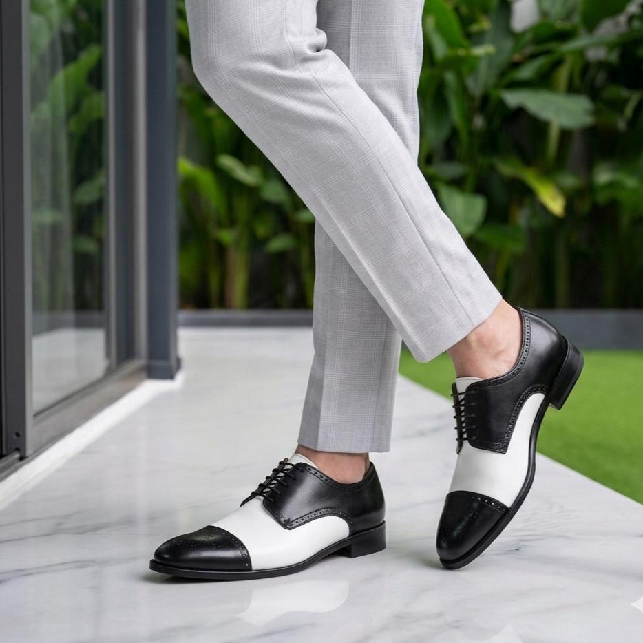black white dress shoes Two-tone Leather Cap Toe Derby Shoes: & Brogue - Formal Men Size:10H who was openly gay fancy short dresses prom Basic Tank Dress Medlong