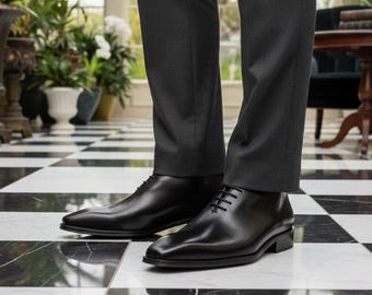 Men’s Black Leather Oxford Shoes: Luxury Wedding & Business Footwear For Men