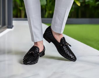 Black Leather Tassel Loafers: Men's Designer Dress Shoes
