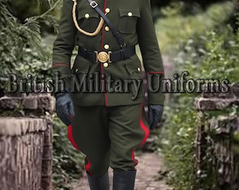 Military Officer Uniform, Historical Reenactment Costume, Olive Green Wool  Coat,
