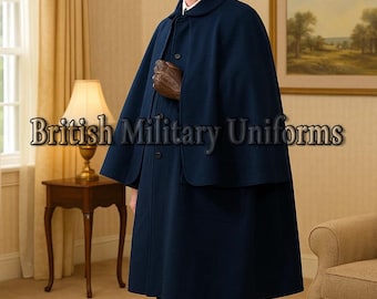 Capa Inverness de lana azul marino: estilo victoriano de la Regencia