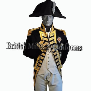 Vice Admiral Jacket, Admiral Officer Coat, British Royal Navy Jacket, British Captain Coat, Historical Military Jacket, Men Black Wool Coat