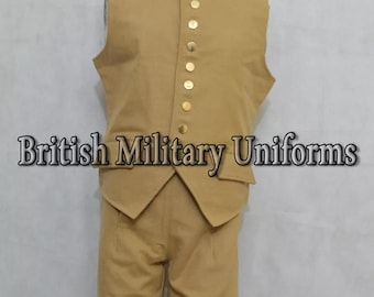 18th Century Tan Wool Waistcoat: Revolutionary War Vest, British Military Style