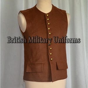 Men&#39;s Brown Wool Military Vest: Historical Reenactment Costume