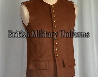 Men's Brown Wool Military Vest: Historical Reenactment Costume
