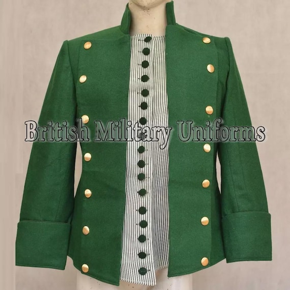 18th Century Green Wool Military Jacket: Historical Reenactment