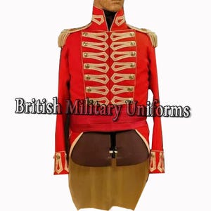 Red Wool British Officer Jacket: Steampunk Military Coat