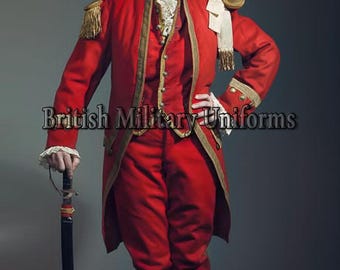 イギリス軍のレッドコート衣装：18世紀のウール製独立戦争時の制服