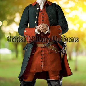 British Army Green Wool Coat: 18th Century Revolutionary War Uniform