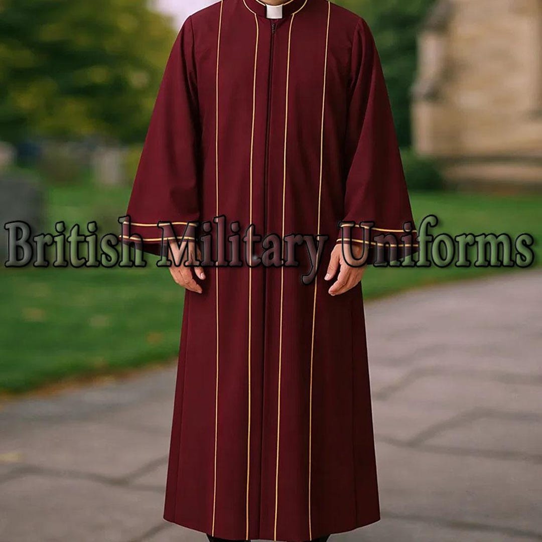 Dominican Robe Traditional Clergy Cassock Robe, Burgundy Wool Priest Robe With Gold ...