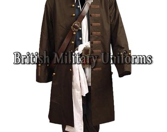 Pirate Captain Frock Coat, Jack Sparrow Inspired, 18th Century Historical Costume, Reenactment & Cosplay