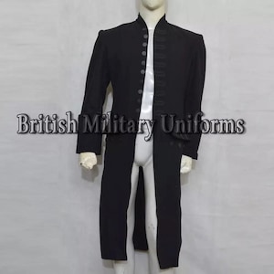 18.Jahrhundert Mantel, Mittelalter Kleid, Militär Gehrock, Bürgerkrieg Mantel, Viktorianischer Gehrock, Regency Kleid, Herren Schwarzer Wollmantel Schnelles Schiff