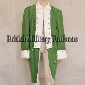 Green Wool Napoleon Jacket: 18th Century British Officer&#39;s Coat