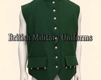 18th Century Green Wool Vest: Revolutionary War Military Waistcoat