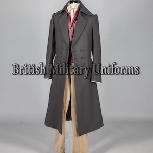 Brown Wool Frock Coat: Victorian Bridgerton Style, Custom Made