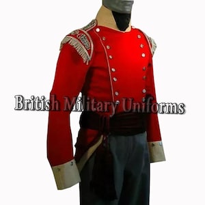 Giacca Brunswick in lana rossa: uniforme militare britannica, rievocazione storica