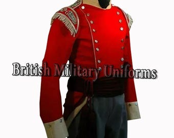Red Wool Brunswick Jacket: British Military Uniform, Historical Reenactment