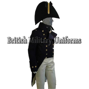 Royal Naval Captain Uniform, British Officer&#39;s Uniform, British Military Uniform, Royal Sailor Uniform, Naval Uniform, Men Black Wool Coat
