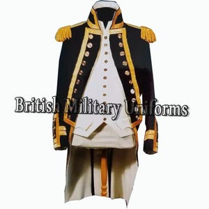 Handmade British Royal Navy Wool Coat: 19th Century Naval Captain Uniform