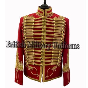 Red Wool Hussar Jacket: Military Steampunk Tunic, Historical Reenactment