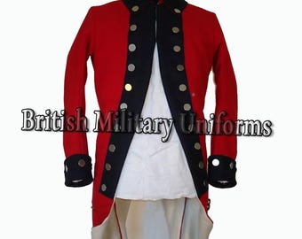 手作りのウール製レッドコートジャケット：イギリス陸軍独立戦争時代の
