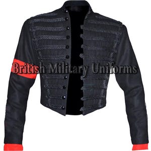 Black Wool Hussar Jacket: Steampunk Military Tunic