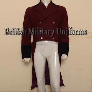 19th Century Tailcoat, Regency Tailcoat Military Tailcoat, Victorian Tailcoat, Malcolm Tailcoat, Men Maroon Wool Tailcoat, Mr.Darcy Tailcoat