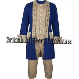 Blue Wool Revolutionary War Coat: 18th Century American Uniform