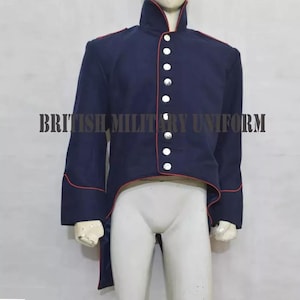 19th century Tailcoat, Military Tailcoat, Colonial Tailcoat, Napoleonic Tailcoat, Handmade Tailcoat, Men&#39;s Navy Blue Wool Tailcoat Fast Ship