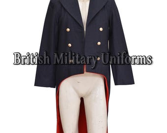Mr. Darcy Inspired Wool Frock Coat Men’s Navy Blue Regency Tailcoat,Historical Costume,