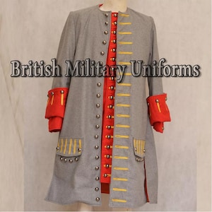 Men&#39;s Grey Wool Frock Coat: 18th Century Military Style