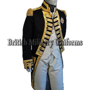 Vice Admiral Jacket, British Royal Navy Jacket, Historical Military Jacket, Admiral Officer Coat, British Captain Coat, Men Black Wool Coat