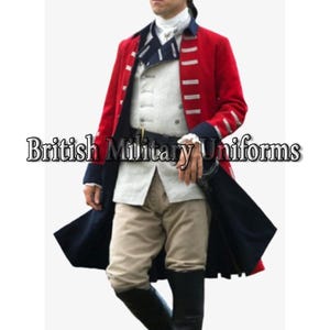 Red Wool British Uniform: 18th Century Revolution War Coat